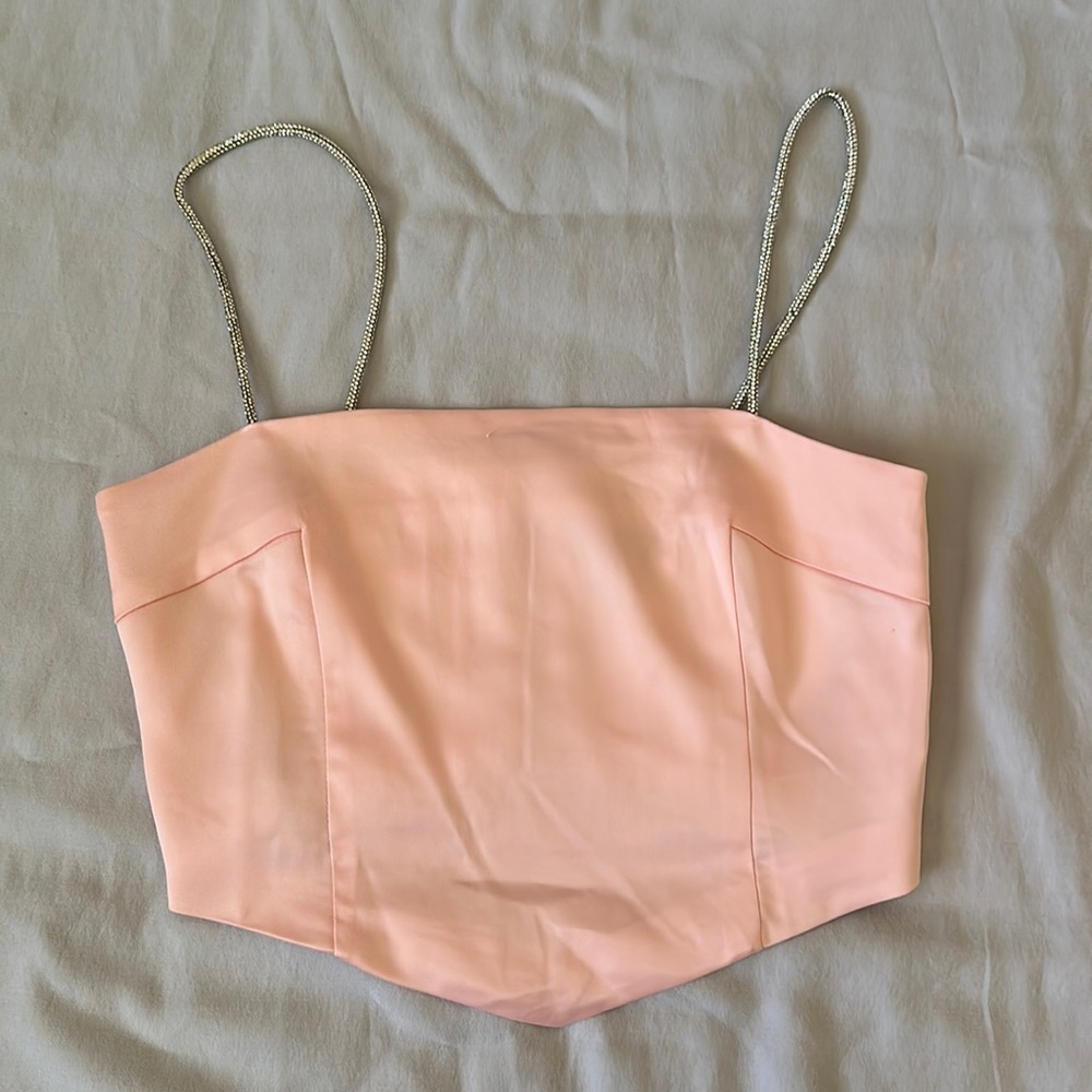 Pink crop satin top